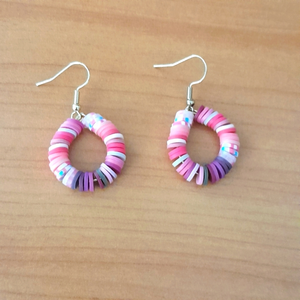 Pink and Purple Hoop Earrings